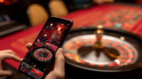 A cheerful woman in traditional clothing using her smartphone during a festive moment, showing how easily the SPINARA app fits into everyday life.